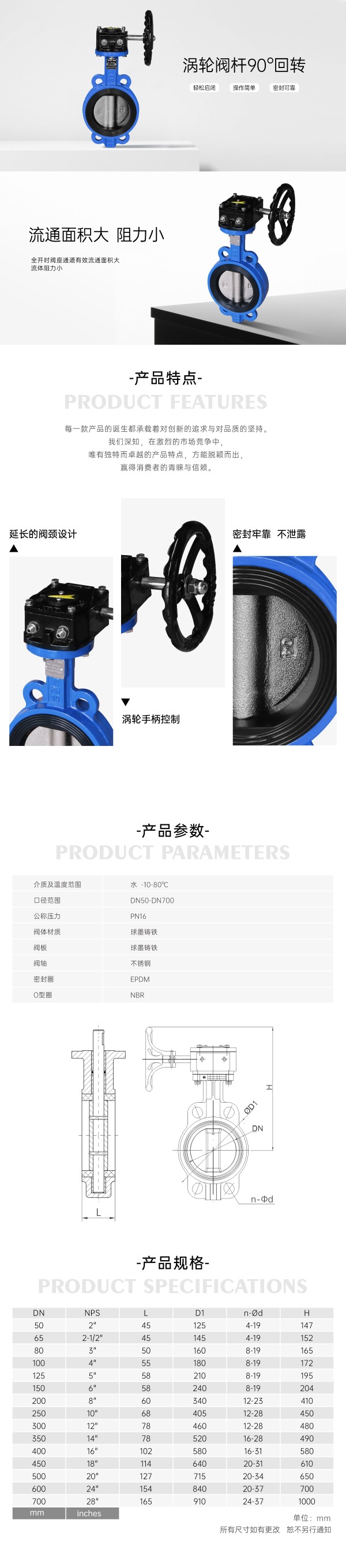 涡轮对夹蝶阀